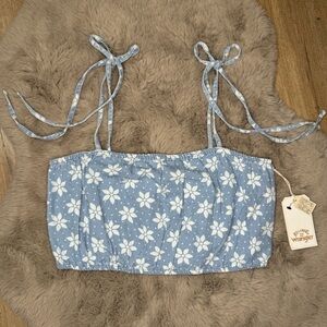 Billabong X Wrangler Denim Crop Top in Rodeo Blue Size L BNWT Cowgirl Western
